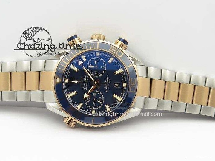 1224 FlexibleFit Seamaster Professional Chrono SS RG Blue Ceramic Blue Dial On SS RG Bracelet A 8211